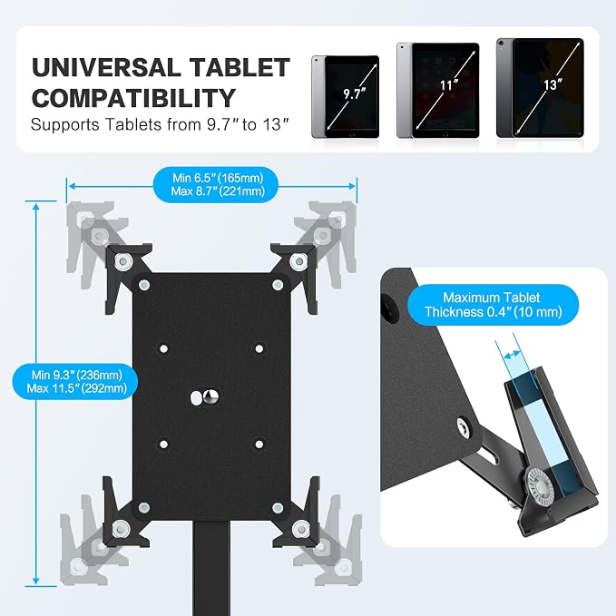 AboveTEK Security iPad Kiosk Floor Stand, Anti-Theft POS Tablet Stands - Image 5