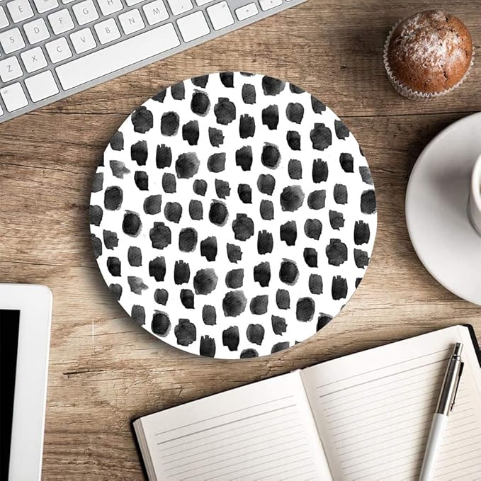 Round Mouse Pad, Polka Dot Print Premium-Textured Mouse Mat, Small Non-Slip - Image 5