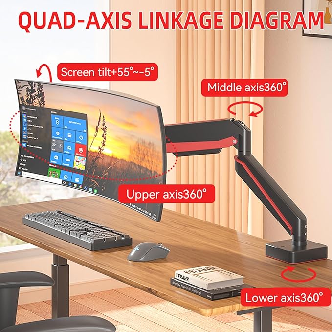 Premium Aluminum Heavy Duty Monitor Arm, - Image 3