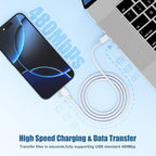 2 in 1 USB C to C Cable/Type C to Lightning Charger Cable 10ft, Long Type C to - Image 3