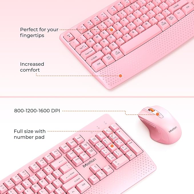 MEETION Wireless Keyboard and Mouse, Full-Sized Cordless Keyboard - Image 3