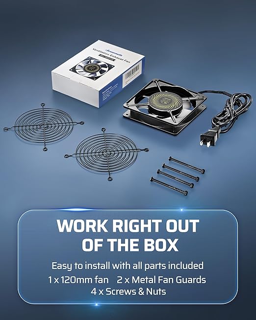DEWENWILS 120V AC Fan, Waterproof Exhaust Fan 120mm, 13W 2800RPM 60CFM - Image 2