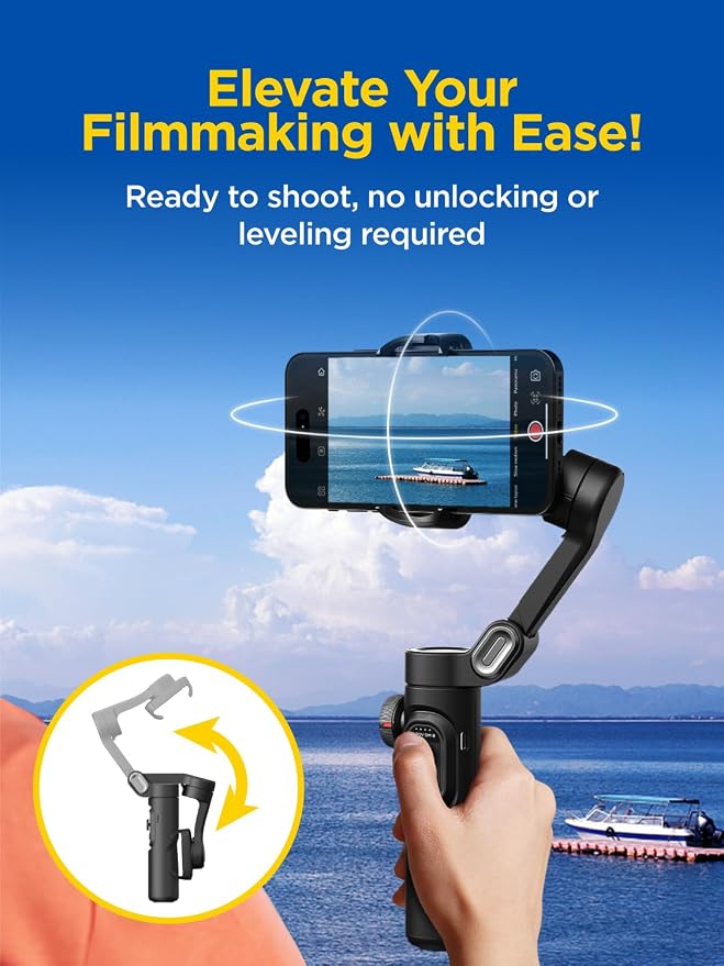 Gimbal Stabilizer for Smartphone, iPhone Gimbal w/Focus Wheel Face/Object - Image 7