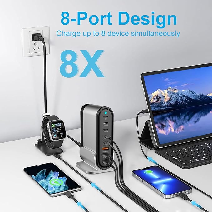 USB C Fast Charger : Fast Charging Station : 285W-8 Port Desktop Multiple - Image 2
