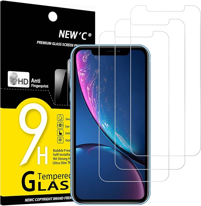 NEW'C 3 Pack Designed for iPhone 11 and iPhone XR Screen Protector, Enhanced by NEWC