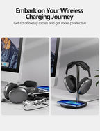 Miroddi Headphone Stand with Wireless Charger, Independent USB Charging Port - Image 4