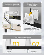monTEK Single Monitor Arm with USB A/C, Ultrawide Monitor Stand - Image 6