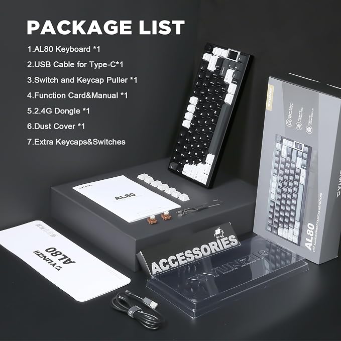 YUNZII AL80 Wireless Mechanical Keyboard, Full Aluminum CNC, Smart LCD Display - Image 9