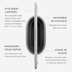 HumanCentric Vertical Laptop Stand in Vegan Black Leather, Upright Adjustable - Image 3