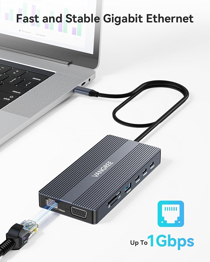 USB C Docking Station, 14 in 1 USB C Hub Multiport Adapter, Triple Display 3 - Image 7