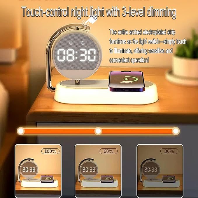 3-in-1 Wireless Charger with Digital Clock Display, 15W Fast Charging Station - Image 3
