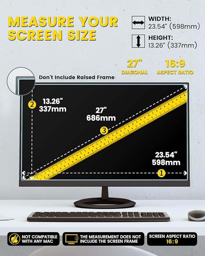 F FORITO 27 Inch 16:9 360°Privacy Screen Protector - Image 7