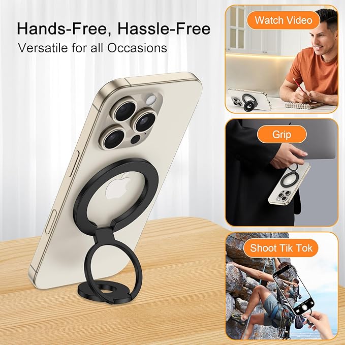 3-Fold Magnetic Phone Ring Holder, Double-Sided MagSafe Phone Grip & Stand - Image 3