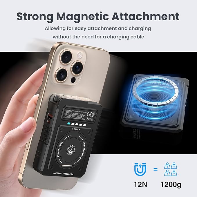 for Magsafe Battery Pack 10000mAh, 5-in-1 Magnetic Power Bank Built in AC Plug - Image 5