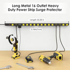 JUNNUJ Long Metal 16 Outlet Power Strip, Wide Spaced Garage Industrial Heavy - Image 2