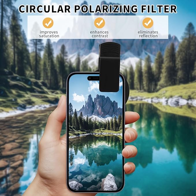 52MM CPL Filter for Phone, Clip-on Circular Polarizing Lens, HD Multi-Coated - Image 4