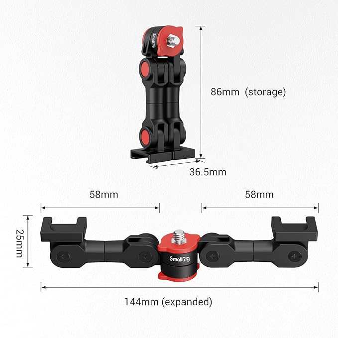 Dual Cold Shoe Mount by SmallRig, Extension Bar Universal Cold Shoe Adapter - Image 7