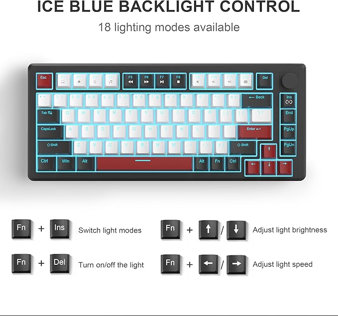 MageGee 75% Mechanical Gaming Keyboard, Compact Blue Backlit Wired Gaming - Image 2