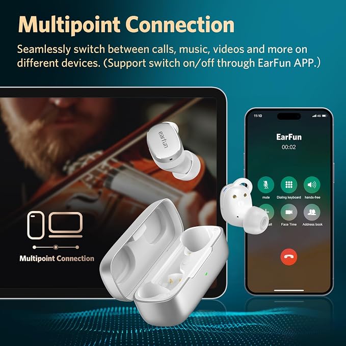 EarFun Free Pro 3 Noise Cancelling Wireless Earbuds, Hi-Res Sound, Snapdragon - Image 7