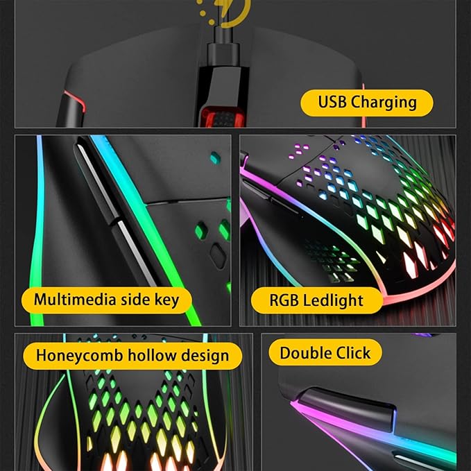 VEGCOO Wireless Gaming Mouse, C30 Silent Click Wireless Rechargeable Gaming - Image 3