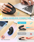 Lekvey Ergonomic Mouse, Vertical Wireless Mouse: Rechargeable Optical Carpal - Image 3