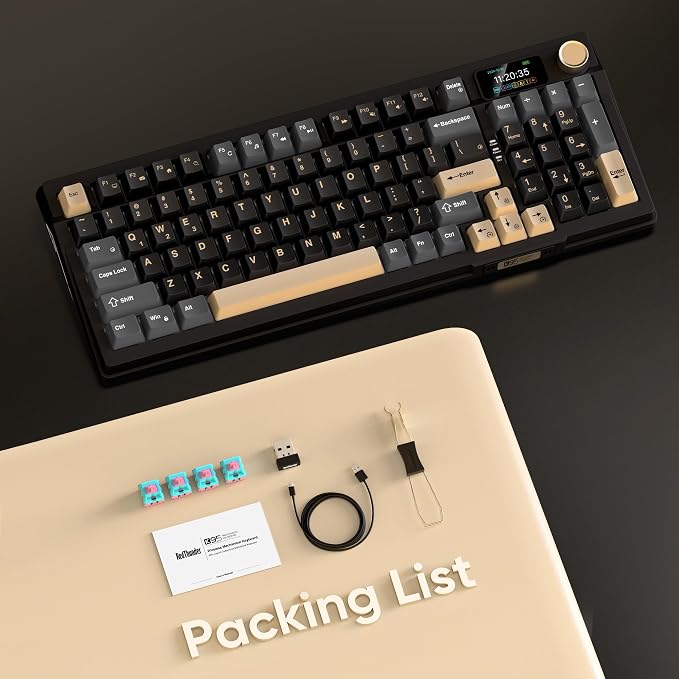 RedThunder K95 Wireless Mechanical Keyboard, TFT Screen & Knob, Tri-Mode - Image 9