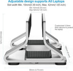 Aluminum Vertical Laptop Stand Dock Holder, Adjustable Slot Width 12-42mm - Image 4