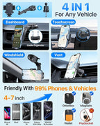 HTU Upgraded Strongest Suction Car Phone Holder Bendable Arm, Never Block View - Image 6