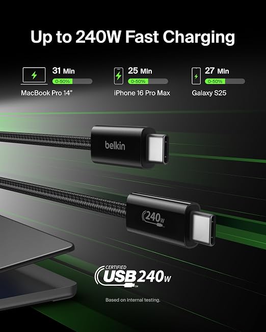 Belkin USB C to USB C Cable, 240W - Image 2