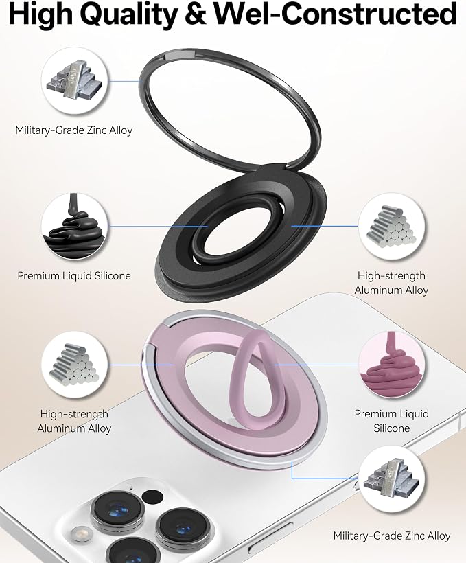 Magnetic Phone Grip for MagSafe Ring Holder, Magnet Phone Grip Stand Finger - Image 7