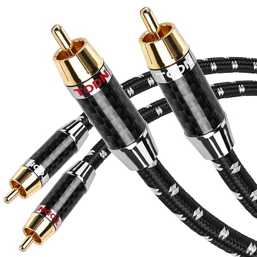 TODN Audiophile RCA Cables Stereo Shielded HiFi 2RCA Male to Male by TODNAudio