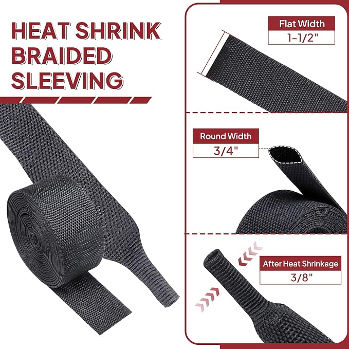 Heat Shrinkable Braided Sleeving 2:1 Ratio- Abrasion Protection Flexibility - Image 2