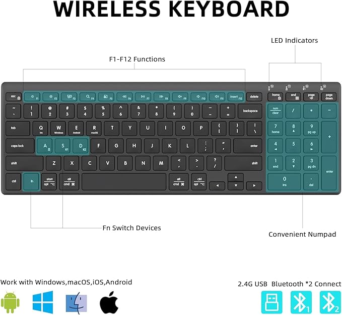 INFINMIND Wireless Ultra Slim Bluetooth Keyboard - Image 5