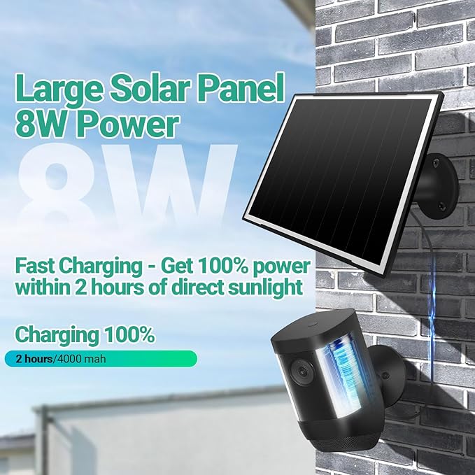 2-Pack Solar Panel Charger for Ring Camera, 8W High-Efficiency - Image 3