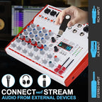 MW-6 6 Channel Professional DJ Audio Mixer, Portable Controller Mixer - Image 6