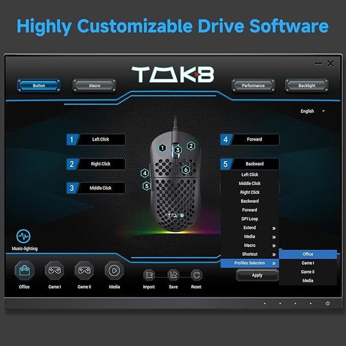 TMKB Falcon M1SE Ultralight Honeycomb Gaming Mouse, High-Precision 12800DPI - Image 7