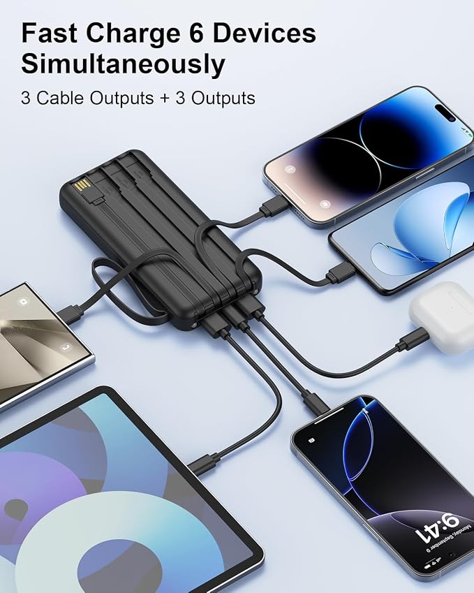 Portable Charger with Built in Cables, Slim 10000mAh Fast Charging 22.5W Power - Image 5