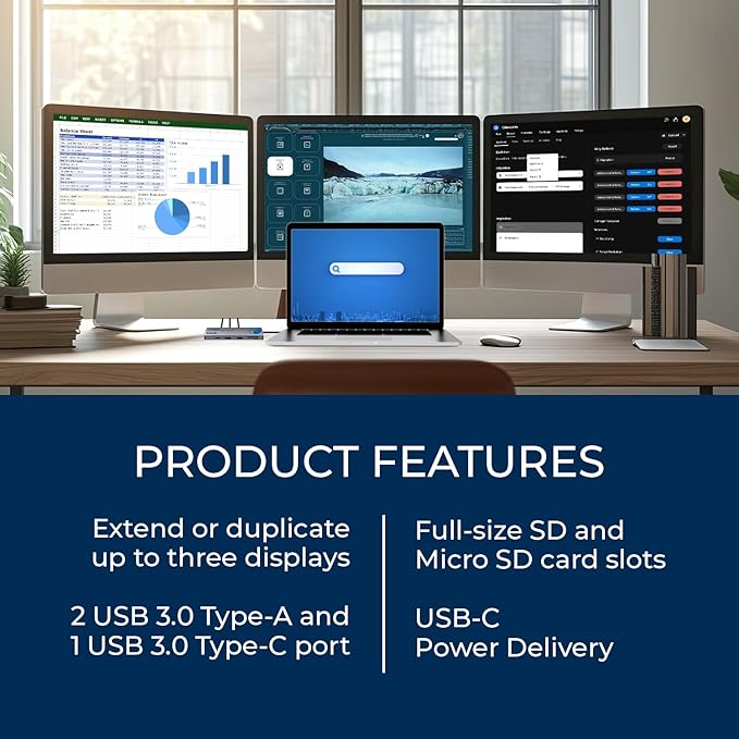 OREI SplitXtend USB C Docking Station Triple Monitor - Image 9