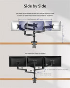Triple Monitor Mount, Holds Screens up to 40 Inches and 25 lbs, Fully - Image 3