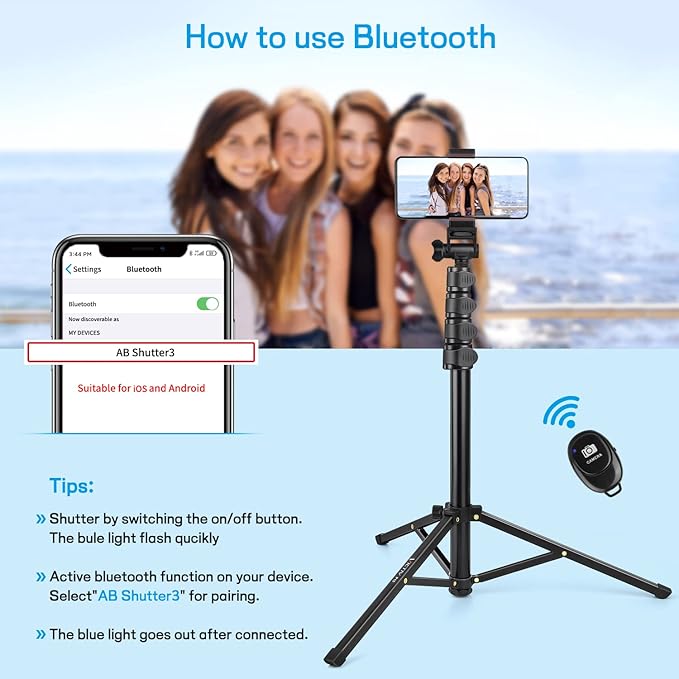 Victiv 68 inch/ 173cm Phone Tripod Stand, Selfie Stick Tripod - Image 2