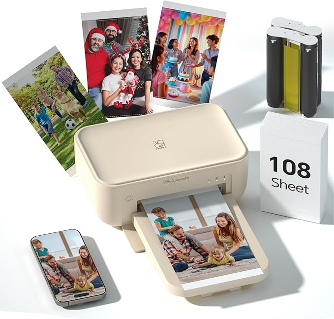 4x6 Photo Printer with 108 Sheets & 2 Ribbons by HPRT