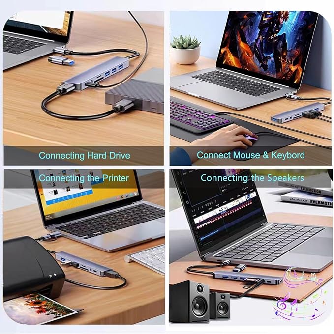USB C Hub USB Hub 3.0, VIENON Aluminum 8 in 1 USB Splitter - Image 7
