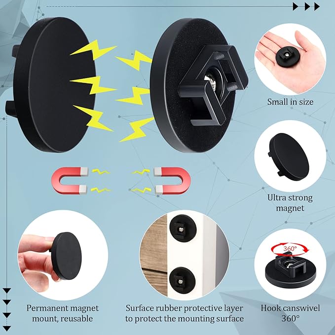 Yookeer 60 Pieces Magnetic Zip Tie Mount Multipurpose Cable Holder Magnets - Image 2