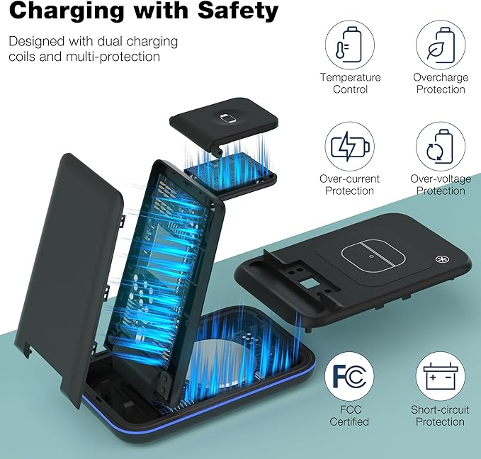 Wireless Charger for iPhone, Foldable 3 in 1 Fast Charging Station/Stand/Multi - Image 4