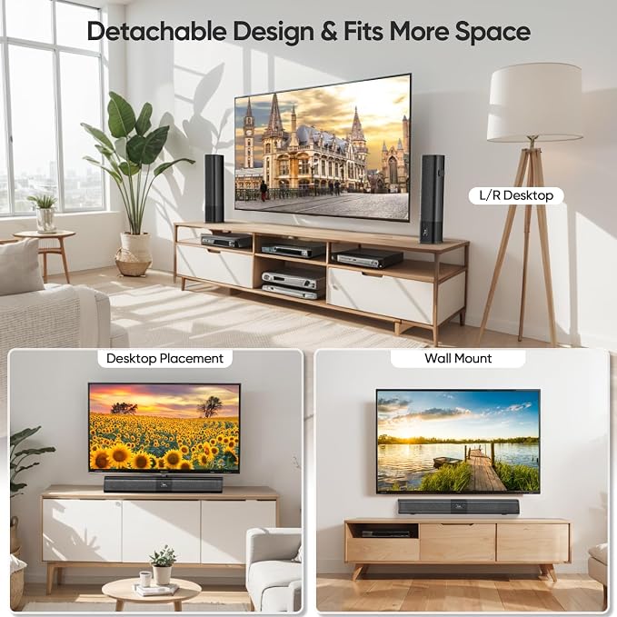 Sound Bar for Smart TV, 2 in 1 Detachable Home Audio Soundbar Speaker, 20” - Image 5