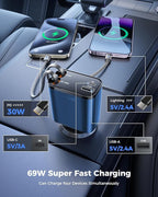 4 in 1 Retractable Car Charger, SUPERONE Smaller Fast Car Phone Charger 69W - Image 5