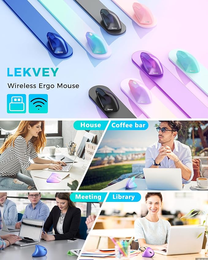 Lekvey Ergonomic Mouse, Vertical Wireless Mouse, Rechargeable 2.4G Optical - Image 7