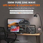 ALLWEI 512Wh Portable Power Station, 500W LiFePO4 Battery, Solar Generator Fast - Image 4