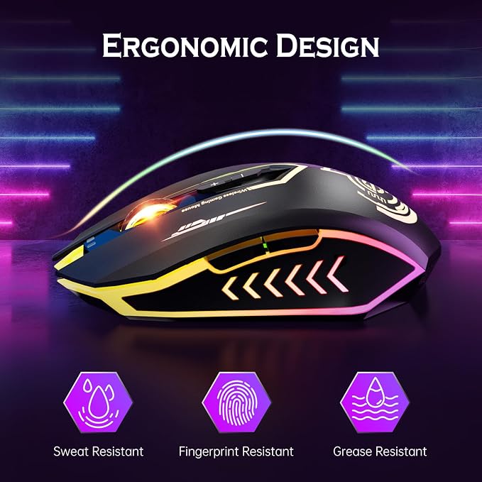 UHURU Wireless Gaming Mouse Up to 12000 DPI, Rechargeable USB-C Wireless Mouse - Image 7