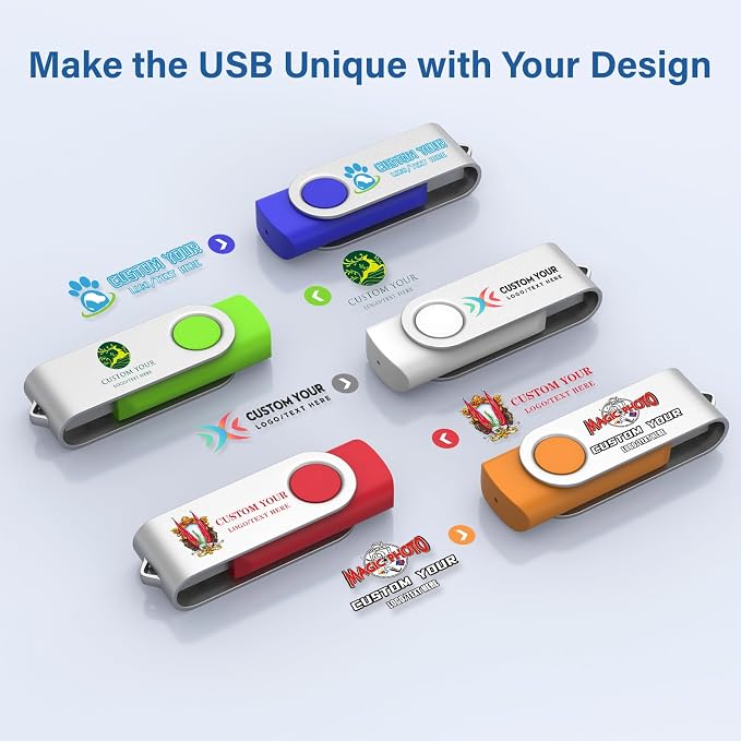 Personalized Flash Drives 256MB, Wooolken Customizable USB 2.0 Thumb Drives - Image 5